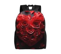asbwuo Zaino carino con cuore e rosa rossa, impermeabile e leggero, per laptop, borsa a tracolla, casual, per donne e uomini