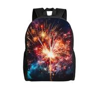 asbwuo Zaino carino con esplosione di fuochi d'artificio, impermeabile, leggero, per laptop, borsa a tracolla, casual, per donne e uomini