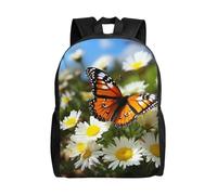 asbwuo Zaino carino con farfalla e fiore di margherita, impermeabile, leggero, per laptop, borsa a tracolla, casual, per donne e uomini