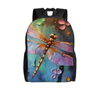 asbwuo Zaino carino con libellula dipinta a mano, impermeabile, leggero, per laptop, borsa a tracolla, casual, per donne e uomini