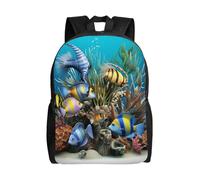 asbwuo Zaino carino con pesce dell'oceano 3D, impermeabile, leggero, per laptop, borsa a tracolla, casual, per donne e uomini
