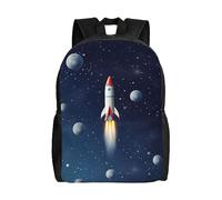 asbwuo Zaino carino con razzo nello spazio, impermeabile, leggero, per laptop, borsa a tracolla, casual, per donne e uomini