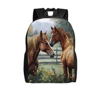 asbwuo Zaino carino con ricamo di animali, cavalli, leggero e impermeabile, per laptop, borsa a tracolla, casual, per donne e uomini