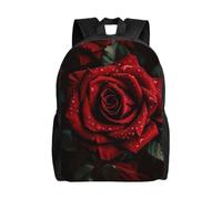 asbwuo Zaino carino con rosa rossa, impermeabile, leggero, per laptop, borsa a tracolla, casual, per donne e uomini