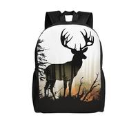 asbwuo Zaino carino con sagoma di cervo, impermeabile, leggero, per laptop, borsa a tracolla, casual, per donne e uomini