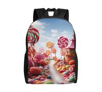 asbwuo Zaino carino con sfondo di caramelle dolci, impermeabile, leggero, per laptop, borsa a tracolla, casual, per donne e uomini