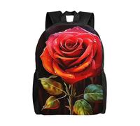 asbwuo Zaino carino con stampa di rose rosse, impermeabile, leggero, per laptop, borsa a tracolla, casual, per donne e uomini