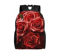 asbwuo Zaino carino con tante rose rosse, impermeabile, leggero, per laptop, borsa a tracolla, casual, per donne e uomini