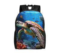 asbwuo Zaino carino con tartaruga e animali dell'oceano, impermeabile, leggero, per laptop, borsa a tracolla, casual, per donne e uomini