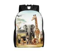 asbwuo Zaino carino da safari con animali, impermeabile, leggero, per laptop, borsa a tracolla, casual, per donne e uomini