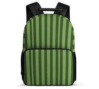 asbwuo Zaino classico a righe verdi, leggero, casual, da lavoro, da lavoro, dal design classico e resistente per l'uso quotidiano.