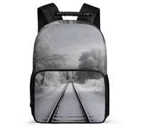 asbwuo Zaino con binari del treno innevati, leggero, casual, da lavoro, resistente, dal design classico per l'uso quotidiano