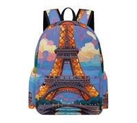 asbwuo Zaino con dipinto della Torre Eiffel di Parigi, grande capacità, resistente e leggero, zaino casual per laptop, per lavoro e viaggi