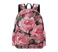 asbwuo Zaino con fiori di peonia, grande capacità, resistente e leggero, zaino casual per laptop, per lavoro e viaggi