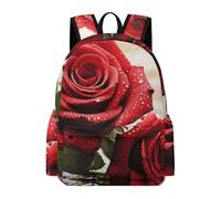 asbwuo Zaino con fiori di rosa rossa, grande capacità, resistente e leggero, zaino casual per laptop, per lavoro e viaggi