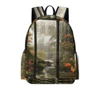 asbwuo Zaino con paesaggio nella finestra, grande capacità, resistente e leggero, zaino casual per laptop, per lavoro e viaggi