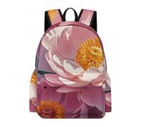 asbwuo Zaino con stampa di fiori di peonia, grande capacità, resistente e leggero, zaino casual per laptop, per lavoro e viaggi