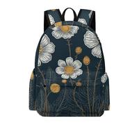 asbwuo Zaino con tre fiori bianchi, grande capacità, resistente e leggero, zaino casual per laptop, per lavoro e viaggi