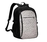 asbwuo Zaino da viaggio per donna e uomo, zaino leggero e casual per laptop con USB per lavoro, regalo aziendale, stampa di un vecchio muro di mattoni bianchi
