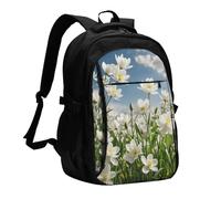 asbwuo Zaino da viaggio per donna e uomo, zaino leggero e casual per laptop con USB per lavoro, regalo aziendale, stampa Whispers of Spring