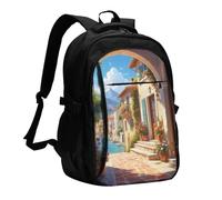 asbwuo Zaino da viaggio per donna e uomo, zaino leggero e casual per laptop con USB per lavoro, regalo aziendale, stampa di pianeti