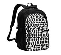 asbwuo Zaino da viaggio per donna e uomo, zaino leggero e casual per laptop con USB per lavoro, regalo aziendale, stampa a pois in bianco e nero