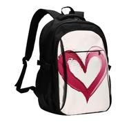 asbwuo Zaino da viaggio per donna e uomo, zaino leggero e casual per laptop con USB per lavoro, regalo aziendale, cuore disegnato con stampa a rossetto