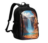 asbwuo Zaino da viaggio per donna e uomo, zaino leggero e casual per laptop con USB per lavoro, regalo aziendale, stampa acqua e fuoco