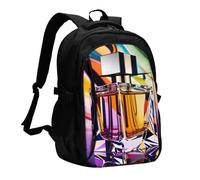 asbwuo Zaino da viaggio per donna e uomo, zaino leggero e casual per laptop con USB per lavoro, regalo aziendale, stampa di bottiglie di profumo