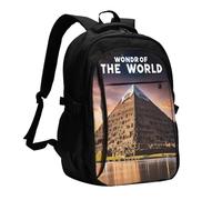 asbwuo Zaino da viaggio per donna e uomo, zaino leggero e casual per laptop con USB per lavoro, regalo aziendale, stampa delle meraviglie del mondo