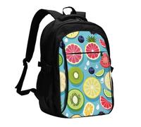 asbwuo Zaino da viaggio per donna e uomo, zaino leggero e casual per laptop con USB per lavoro, regalo aziendale, stampa di frutti d'acqua