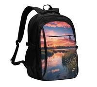 asbwuo Zaino da viaggio per donna e uomo, zaino leggero e casual per laptop con USB per lavoro, regalo aziendale, stampa tramonto da sogno