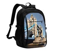 asbwuo Zaino da viaggio per donna e uomo, zaino leggero e casual per laptop con USB per lavoro, regalo aziendale, stampa del Tower Bridge di Londra