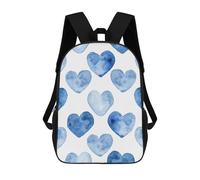 asbwuo Zaino leggero casual con cuore blu disegnato a mano, 17 pollici, da lavoro, da viaggio, per uomo e donna