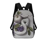 asbwuo Zaino leggero casual con serpente bianco e fiori, 17 pollici, da lavoro, da viaggio, per uomo e donna