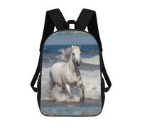 asbwuo Zaino leggero casual da 17 pollici con scritta White Horse Running on The Sea, per lavoro, affari, viaggi, per uomini e donne