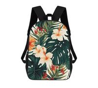 asbwuo Zaino leggero e casual da 17 pollici con motivo floreale hawaiano tropicale estivo e foglie di palma, per lavoro, affari, viaggi, per uomini e donne