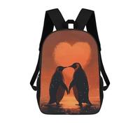 asbwuo Zaino leggero e casual Two Penguins in Love da 17 pollici, per lavoro, affari, viaggi, per uomini e donne