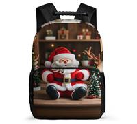 asbwuo Zaino modello renna bambola di Babbo Natale, leggero, casual, da lavoro, da lavoro, dal design classico e resistente per l'uso quotidiano.
