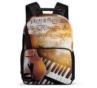 asbwuo Zaino per pianoforte, violino e note musicali, leggero, casual, da lavoro, design classico e resistente per l'uso quotidiano.