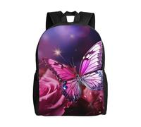 asbwuo Zaino rosa a forma di farfalla, impermeabile, leggero, per laptop, borsa a tracolla, casual, per donne e uomini