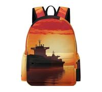 asbwuo Zaino The Tanker Ship on Red Sunrise, grande capacità, resistente e leggero, zaino casual per laptop, per lavoro e viaggi