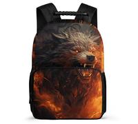 asbwuo Zaino Wild Wolf in The Fire, leggero, casual, da lavoro, da lavoro, dal design classico e resistente, per l'uso quotidiano.
