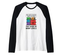 Ascensor Chistes Trabajar En Muchos Niveles Divertido Juego de Palabras Papá Broma Humor Camiseta Manga Raglan