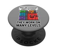 Ascensor Chistes Trabajar En Muchos Niveles Divertido Juego de Palabras Papá Broma Humor PopSockets PopGrip Adhesivo