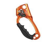 Ascensor de escalada manual con agujeros para colgar, engranaje de rapel, abrazadera de cuerda de 8 a 12 mm para camping, búsqueda, mochilero, naranja, izquierda