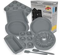 Aschef 14en1 Juego de Moldes de Silicona Antiadherente para Pastelería, Moldes de Pastel Cuadrados, Redondos, Planos para Tartas, Cupcakes, Pan de Molde, Muffins, Brioche, Donuts, Brownies, Kouglof