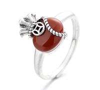 ASCHXUGX Anillo De Plata Esterlina De La Abertura De La Bolsa De La Bendición Creativa De La Vendimia, Anillo Elegante De Las Señoras De La Plata Esterlina S925,Plata,6