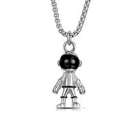 ASCHXUGX Astronauta Colgante De Acero Inoxidable Pareja Aviación Paseo Planet Explorer Colgante Collar Personalidad Hip Hop Punk Joyería,Plata,Women's models 60cm