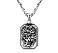 ASCHXUGX Collar Con Colgante De Etiqueta De Perro De Árbol De La Vida Vikingo, Amuleto Nórdico Para Hombres Y Mujeres, Accesorios Para Collar De Protección